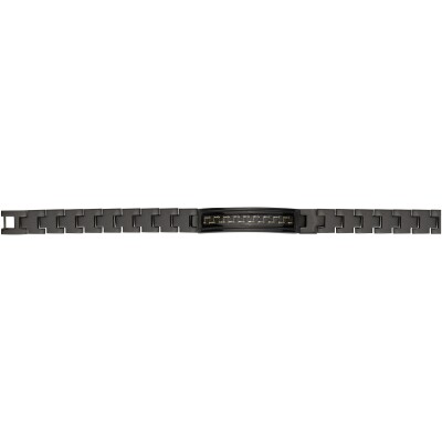 Bracelet en acier pvd noir et insert carbone fil jaune