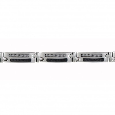 Bracelet en acier, insert carbone et câble