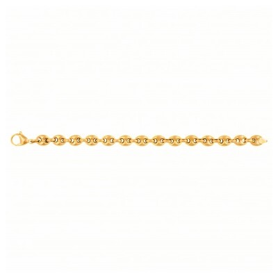 Bracelet en acier PVD jaune maille grain de café