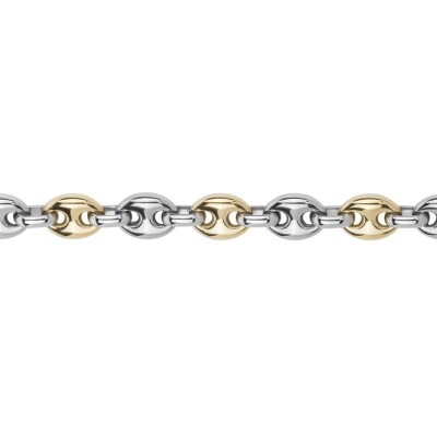 Bracelet en acier bicolore maille grain de café