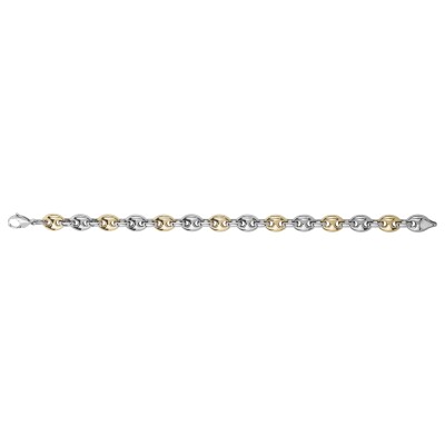 Bracelet en acier bicolore maille grain de café