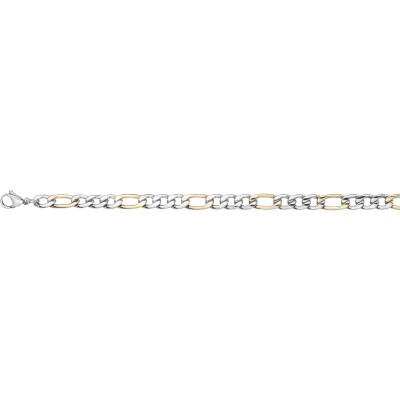 Bracelet en acier bicolore maille alterné