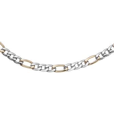 Collier en acier bicolore maille alterné