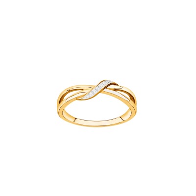 Bague en plaqué or et oxydes de zirconium