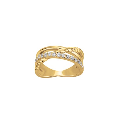 Bague en plaqué or et oxydes de zirconium