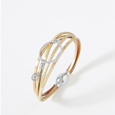 Bracelet Flowersforzoé en cuir et métal blanc