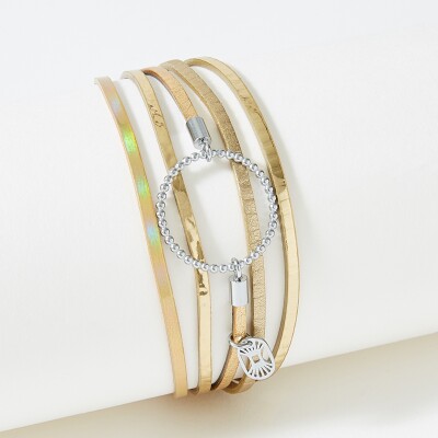 Bracelet Flowersforzoé en cuir et métal blanc