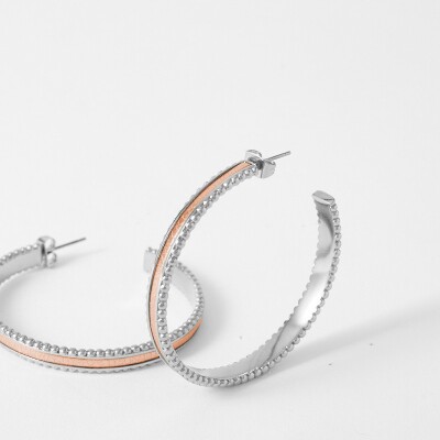 Bracelet rigide Flowersforzoé en cuir et métal blanc