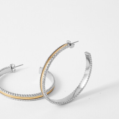 Bracelet rigide Flowersforzoé en cuir et métal blanc