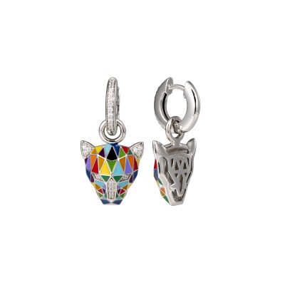 Boucles d'oreilles Una Storia en argent laqué et oxydes de zirconium