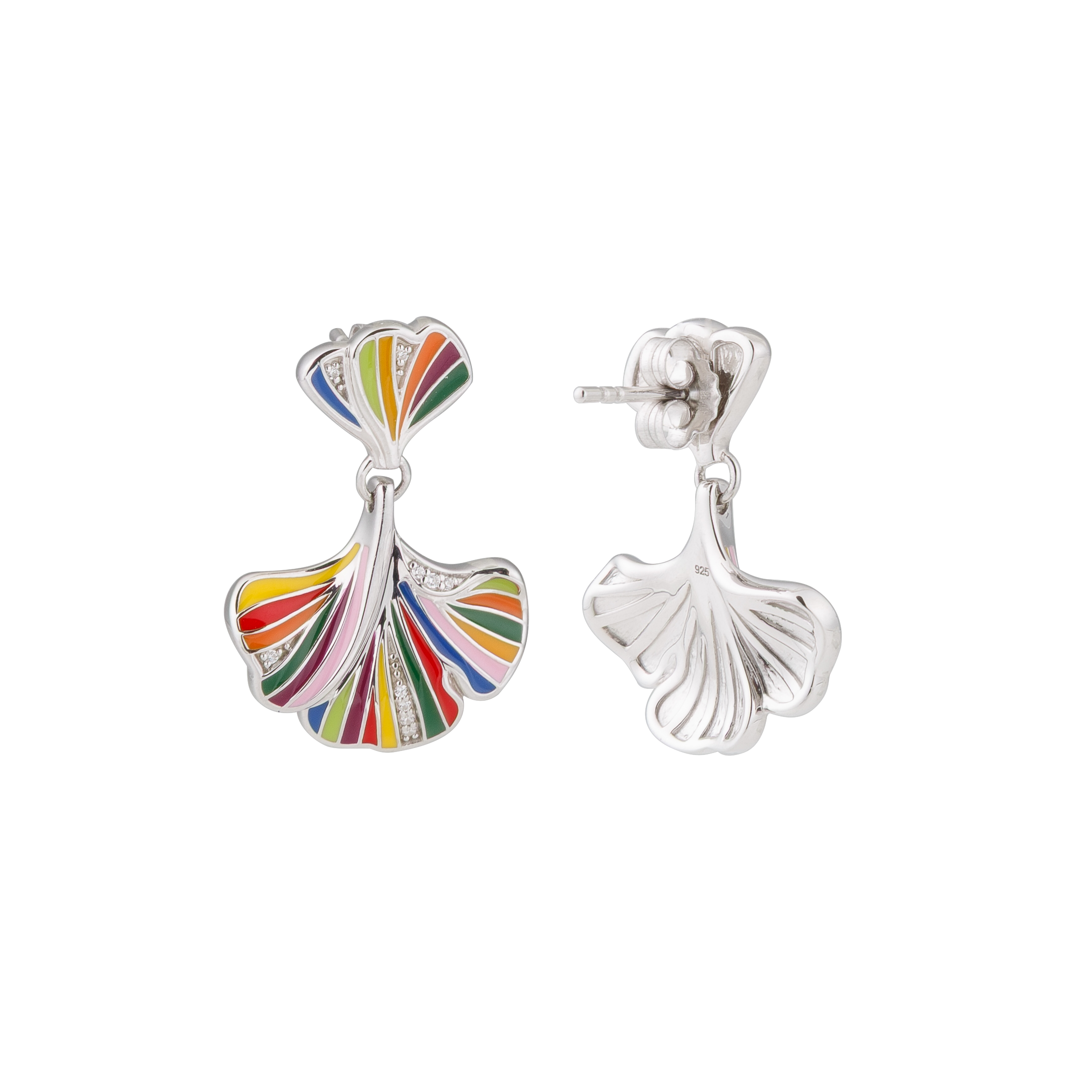Boucles d'oreilles Una Storia en argent laqué et oxydes de zirconium