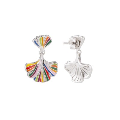 Boucles d'oreilles Una Storia en argent laqué et oxydes de zirconium