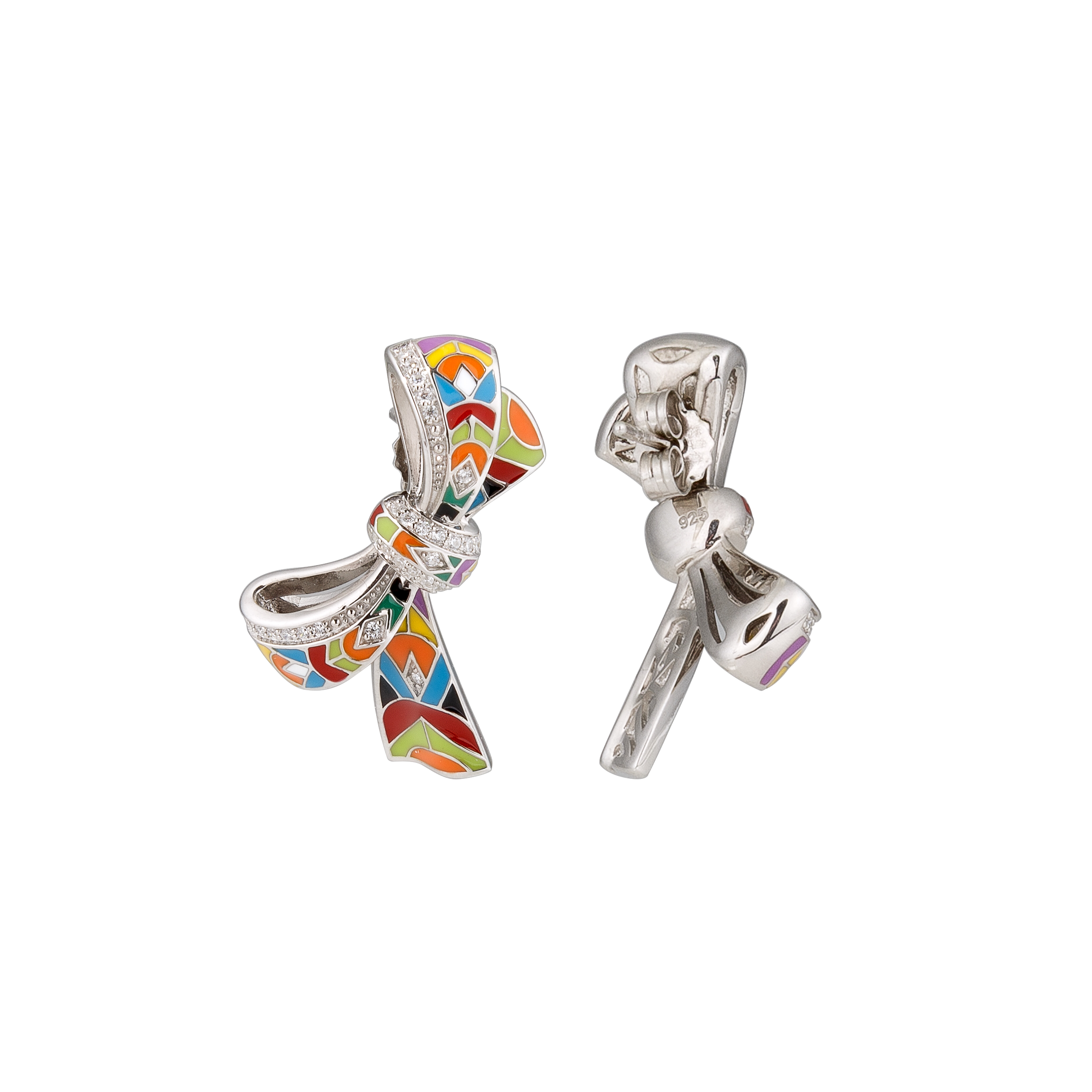 Boucles d'oreilles Una Storia en argent laqué et oxydes de zirconium