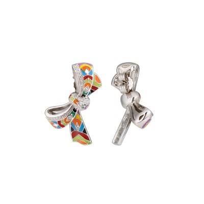 Boucles d'oreilles Una Storia en argent laqué et oxydes de zirconium