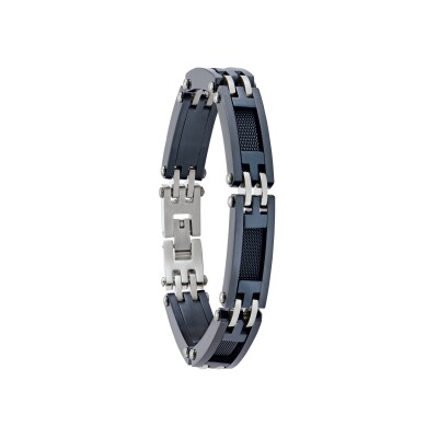 Bracelet en acier bicolore bleu
