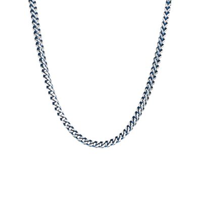 Colier en acier bicolore pvd bleu