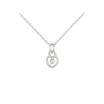 Collier chaîne La Garçonne en argent et diamant, motif cœur