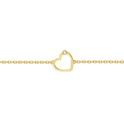 Bracelet La Garçonne en plaqué or et diamant, motif cœur