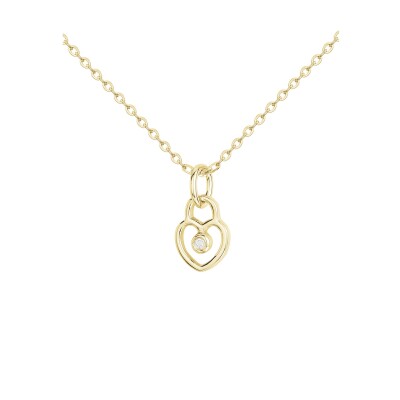 Collier La Garçonne en plaqué or et diamant, motif cœur