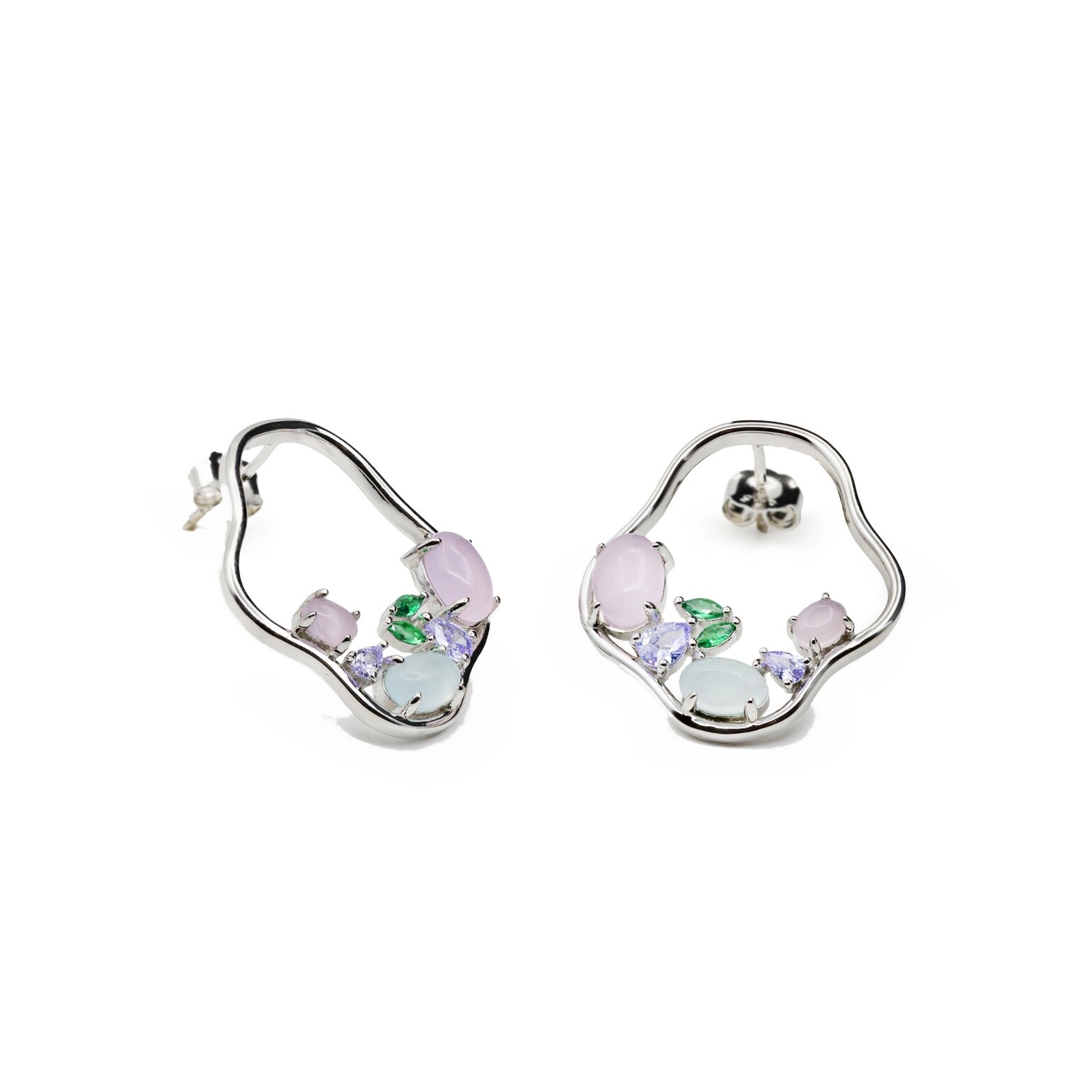 Boucles d'oreilles en argent et oxydes colorés