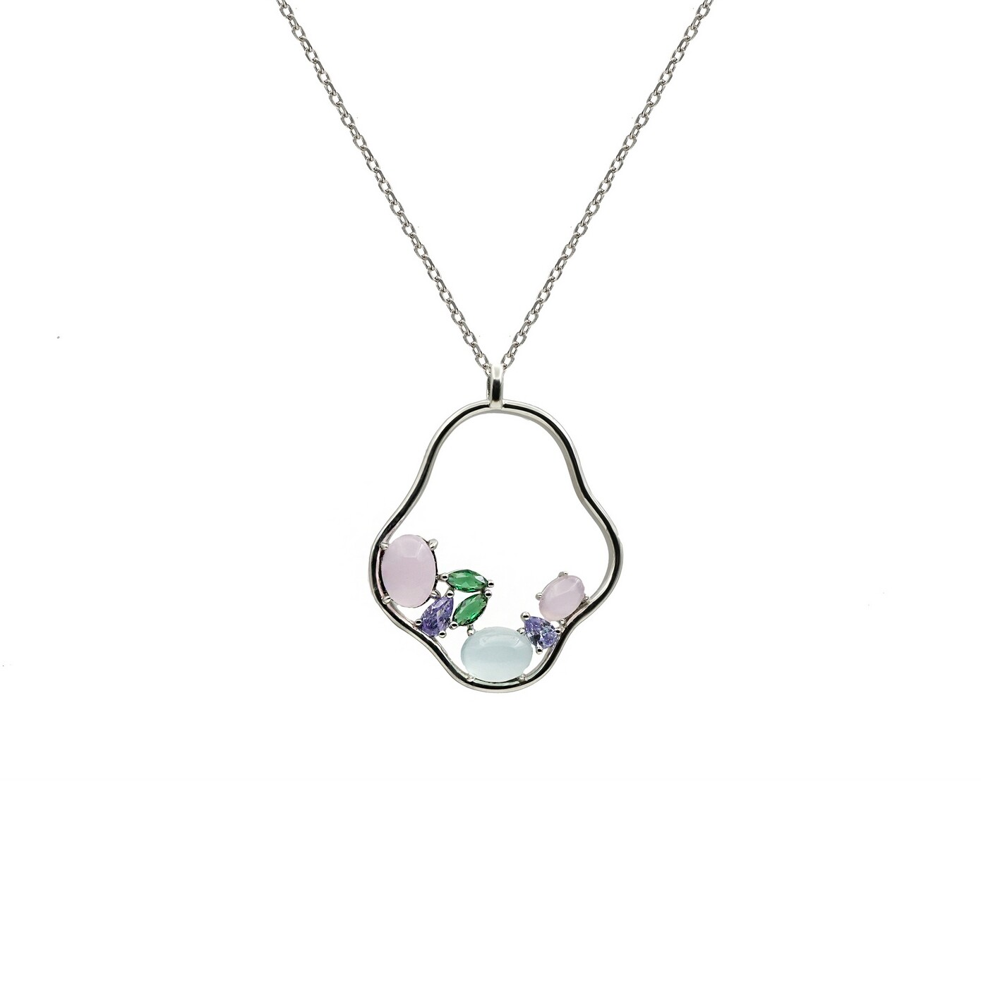 Collier en argent et oxydes colorés