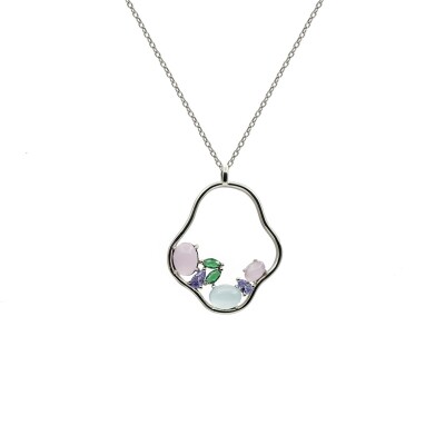 Collier en argent et oxydes colorés