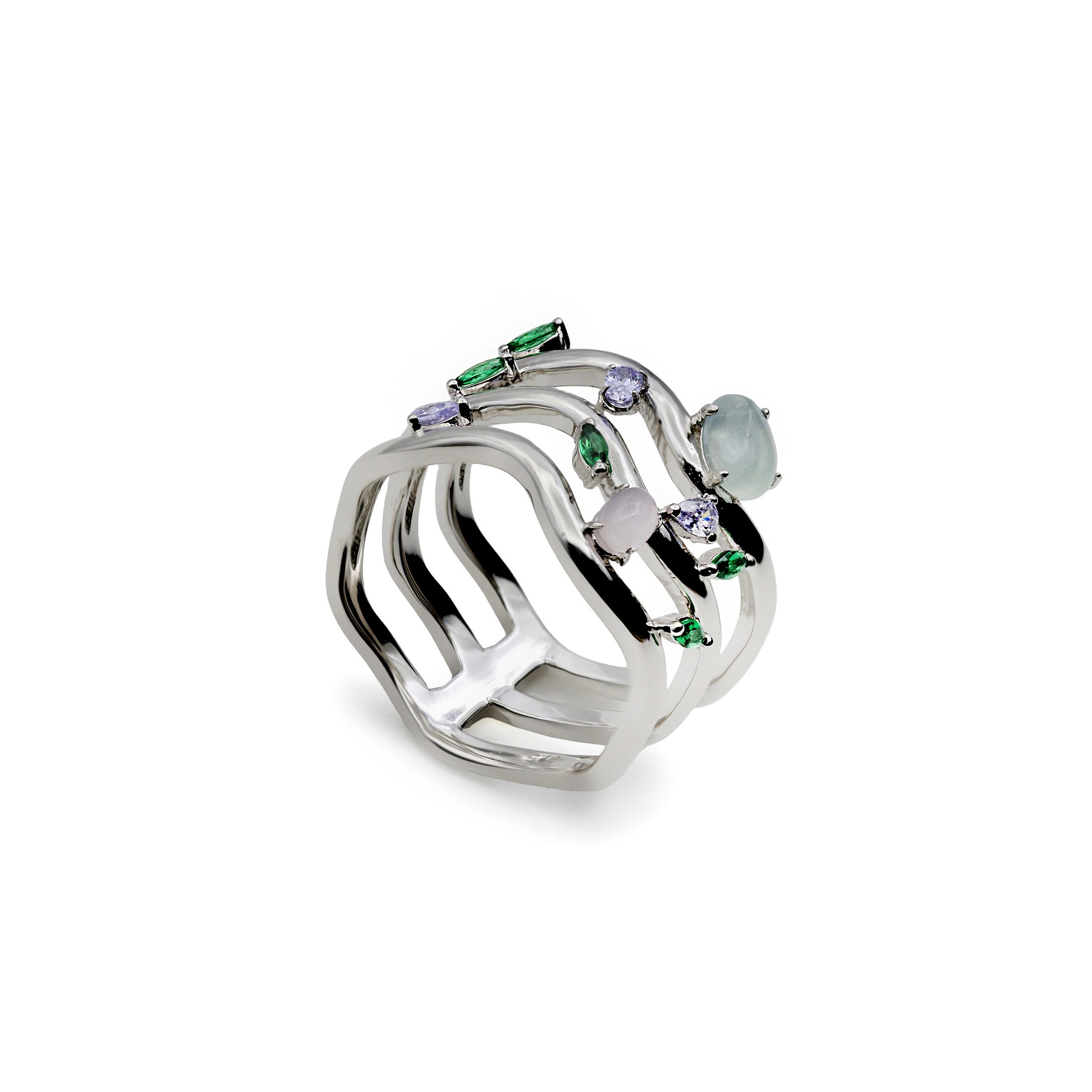 Bague en argent et oxydes colorés