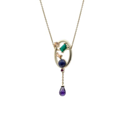 Collier en argent doré et oxydes colorés
