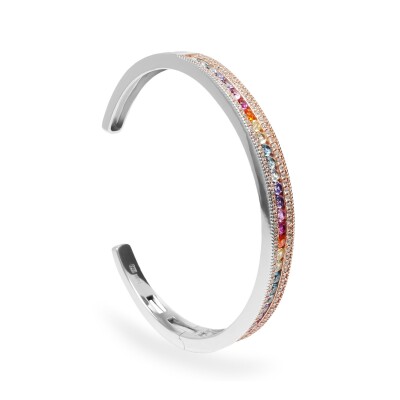 Bracelet en argent, argent plaqué or rose et oxydes colorés