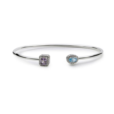 Bracelet en argent, oxydes colorés et oxydes de zirconium