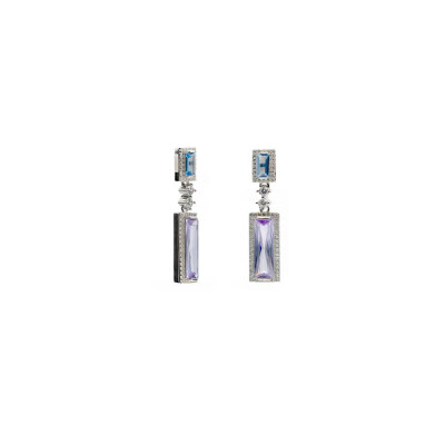 Boucles d'oreilles en argent et oxydes colorés