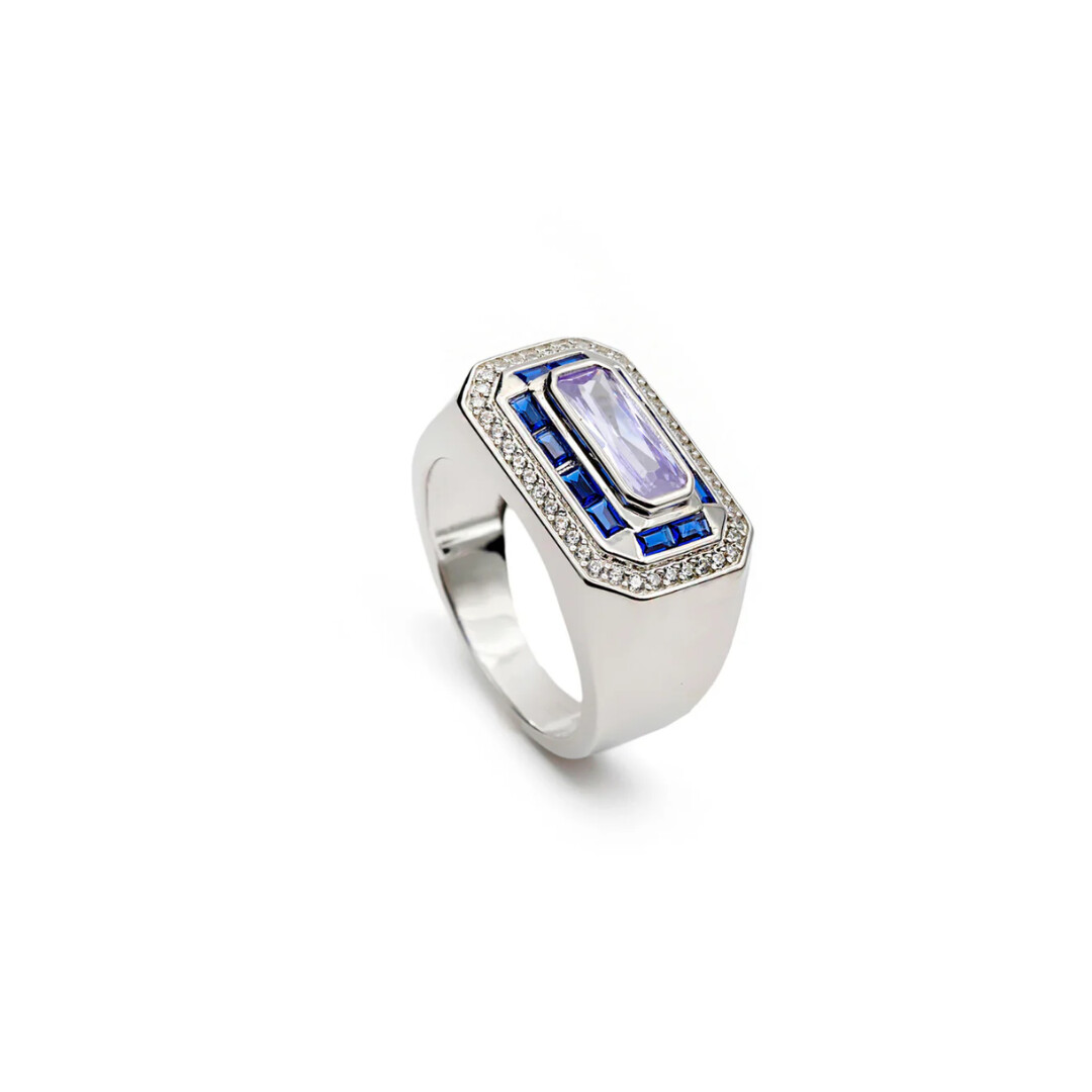 Bague en argent et oxydes colorés