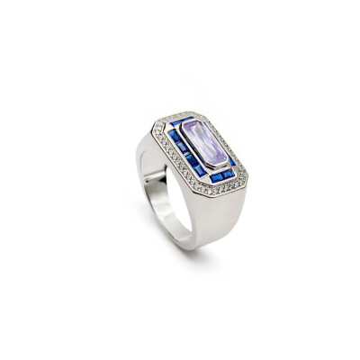 Bague en argent et oxydes colorés