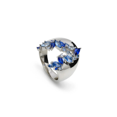 Bague en argent et oxydes colorés