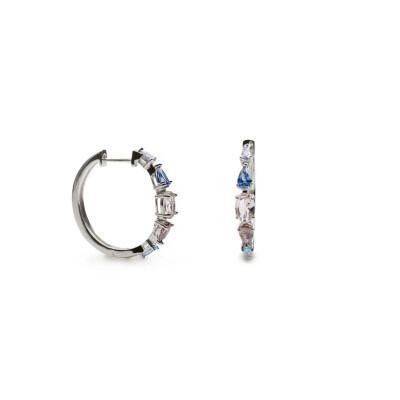 Boucles d'oreilles en argent et oxydes colorés
