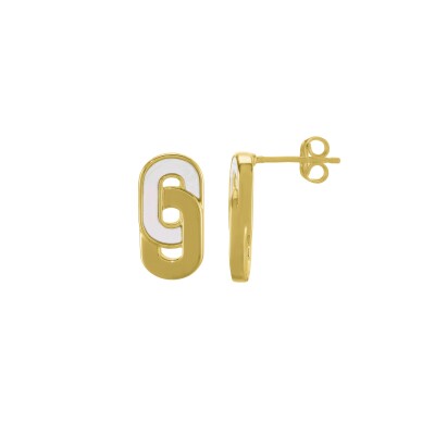 Boucles d'oreilles Charles Garnier en argent doré et nacre