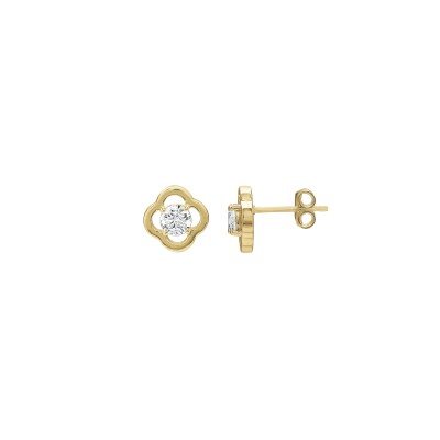 Boucles d'oreilles Charles Garnier en argent doré et oxydes de zirconium