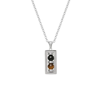 Collier en acier et œil de tigre