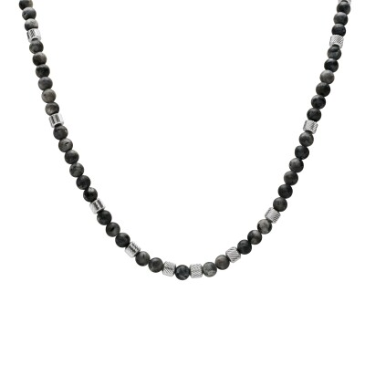 Collier en acier et labradorite
