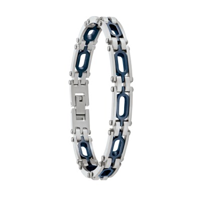 Bracelet en acier bicolore bleu