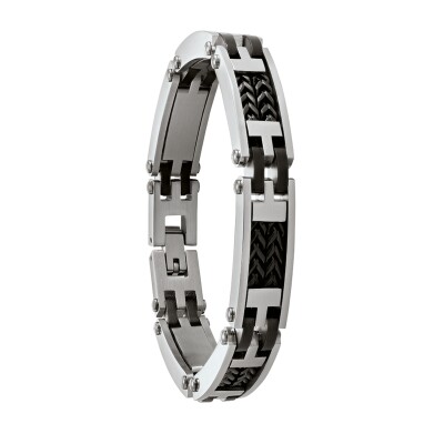 Bracelet en acier et câble noir
