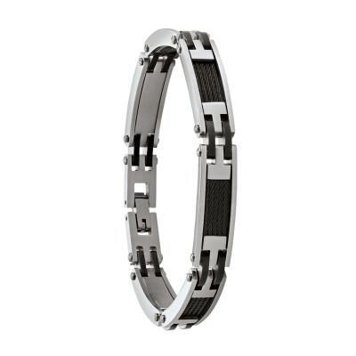 Bracelet en acier et câble noir