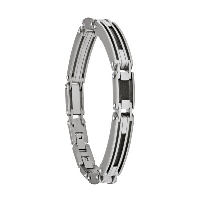 Bracelet en acier et carbone noir