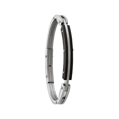 Bracelet rigide en acier et carbone noir