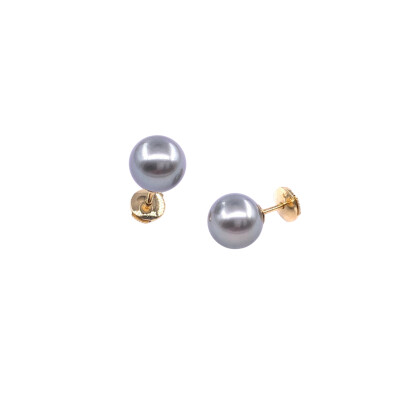 Boucles d'oreilles en or jaune et perles de Tahiti (diamètre 8.5/9 mm)