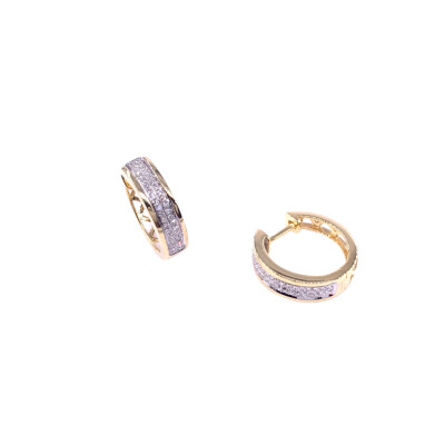 Boucles d'oreilles Créole en or jaune et diamants