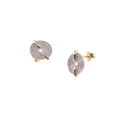 Boucles d'oreilles en or jaune, bicolore et diamants