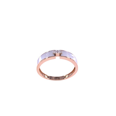 Bague en or rose, diamants et résine nacrée blanche