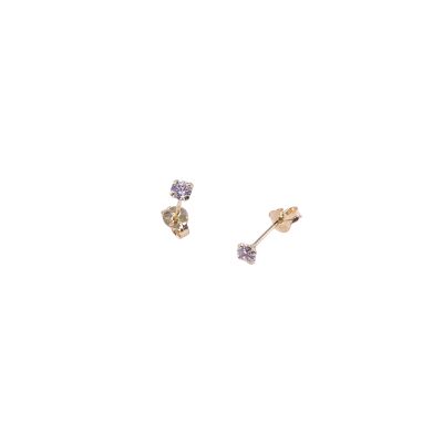 Boucles d'oreilles en or jaune et oxydes de zirconium 3mm
