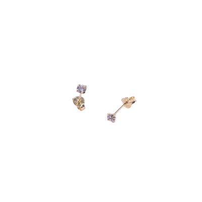 Boucles d'oreilles en or jaune et oxydes de zirconium 3mm